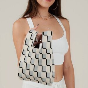 Knit Checkered Tote Bag